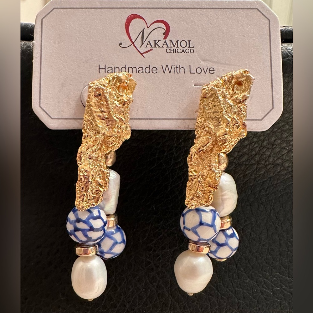 Beautiful gold and blue earrings